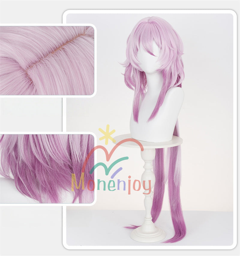 Monenjoy 崩壊スターレイル 長夜月 記憶なのか wig コスプレウィッグ 110cm 三月なのか カツラ ウィッグ ピンク色GSwig1012