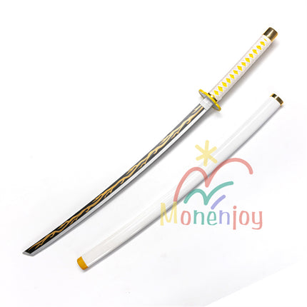 Monenjoy 鬼滅の刃 我妻 善逸 104cm 日輪刀 おもちゃ コスプレ道具 あがつま ぜんいつ 日本刀 木刃 雷の呼吸 霹靂一閃イベント