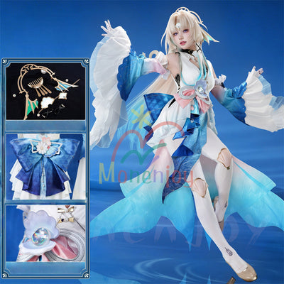 Monenjoy 崩壊スターレイル パール コスプレ衣装 十の石心 礼服 ドレス 金属製パーツ 金属製ヘア飾付 MONENJOY