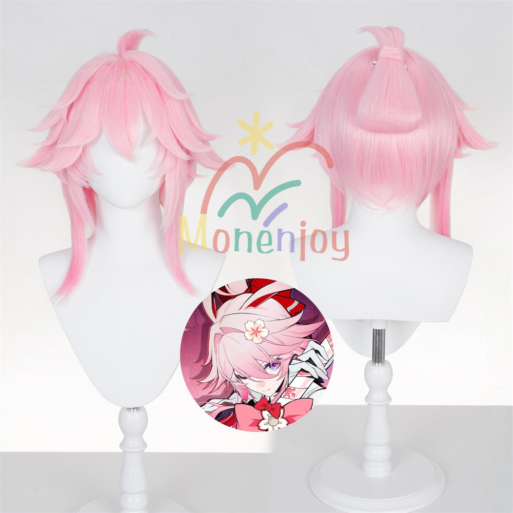 Monenjoy 崩壊スターレイル 緋英 ウィッグ ピンク色 53cm 二相楽園 新