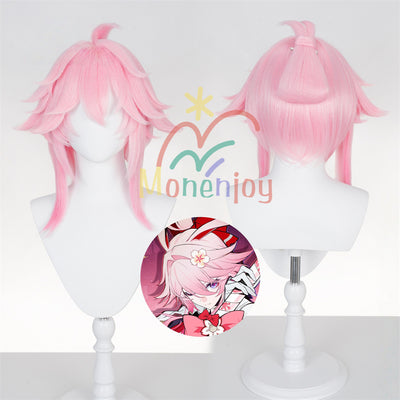 Monenjoy 崩壊スターレイル 緋英 ウィッグ ピンク色 53cm 二相楽園 新惑星 八重桜 カツラ MONENJOY