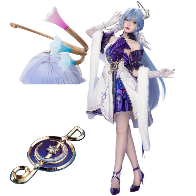 Monenjoy 崩壊スターレイル ロビン 洋服 礼服 コスプレ衣装 ワンピース 豪華3dアクセサリー 道具+ウィッグ追加購入可能 - Monenjoy