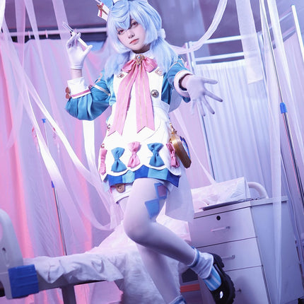 Monenjoy 原神 龍の愛娘 フォンテーヌ シグウィン ふわふわ尻尾付+髪飾り+金属パーツ 神の目 ネレイス座 コスチューム  メロピデ要塞 衣装 ハロウィン クリスマス 衣装 イベント 変装 cosplay 男女兼用 - Monenjoy