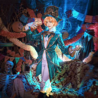 Monenjoy 第五人格 アイデンティティ5 曲芸師 コスプレ衣装 【UR】ティーパーティー 帽子付 +発光蝶リボン仮装