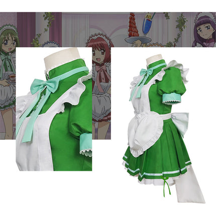 Monenjoy アニメ 東京ミュウミュウ にゅ~ 桃宮 いちご 藍沢 みんと 碧川 れたす 黄 歩鈴 ミュウプリン 藤原 ざくろ カフェ服 コスプレ メイド服 可愛い ハロウィン - Monenjoy