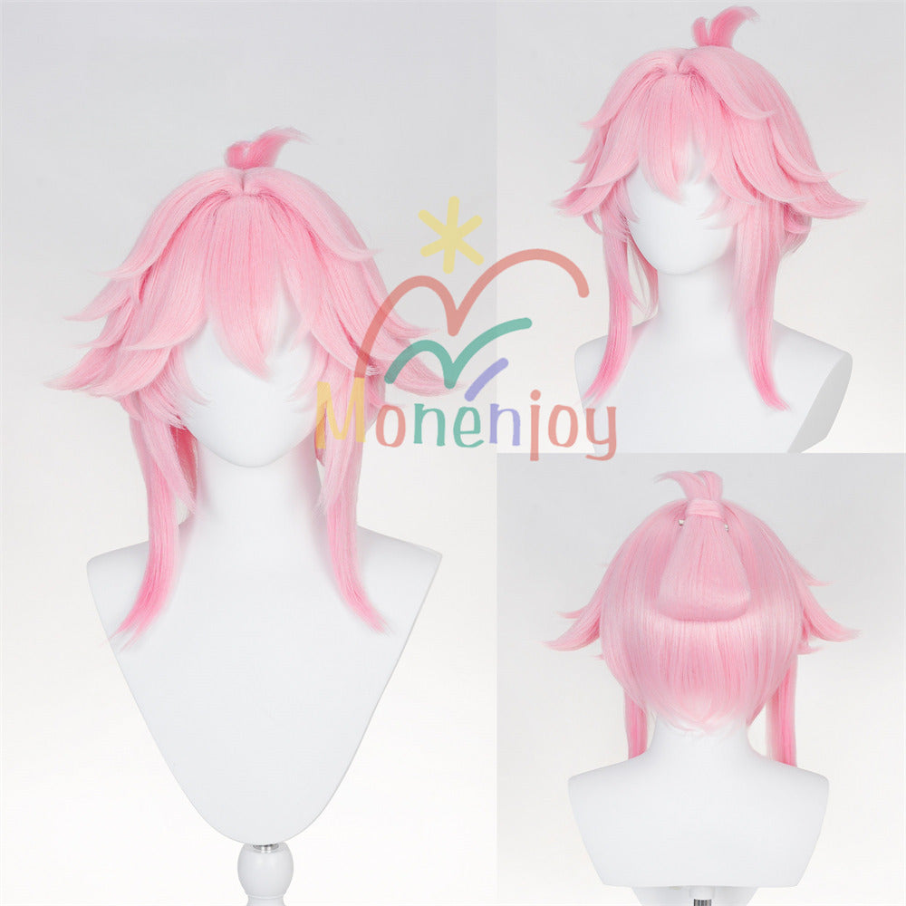 Monenjoy 崩壊スターレイル 緋英 ウィッグ ピンク色 53cm 二相楽園 新惑星 八重桜 カツラ MONENJOY