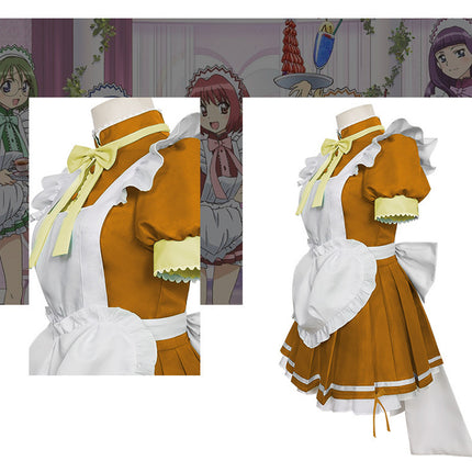 Monenjoy アニメ 東京ミュウミュウ にゅ~ 桃宮 いちご 藍沢 みんと 碧川 れたす 黄 歩鈴 ミュウプリン 藤原 ざくろ カフェ服 コスプレ メイド服 可愛い ハロウィン - Monenjoy