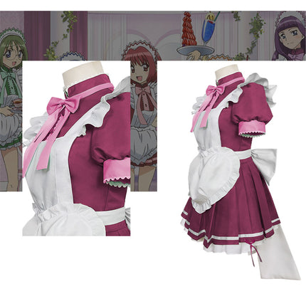 Monenjoy アニメ 東京ミュウミュウ にゅ~ 桃宮 いちご 藍沢 みんと 碧川 れたす 黄 歩鈴 ミュウプリン 藤原 ざくろ カフェ服 コスプレ メイド服 可愛い ハロウィン - Monenjoy