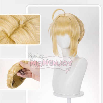 Monenjoy 崩壊スターレイル スタレ Fateコラボ fate セイバー  ウィッグ カツラ 黄色 コスプレ道具 スタレ Fateコラボ - Monenjoy