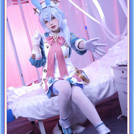 Monenjoy 原神 龍の愛娘 フォンテーヌ シグウィン ふわふわ尻尾付+髪飾り+金属パーツ 神の目 ネレイス座 コスチューム  メロピデ要塞 衣装 ハロウィン クリスマス 衣装 イベント 変装 cosplay 男女兼用 - Monenjoy