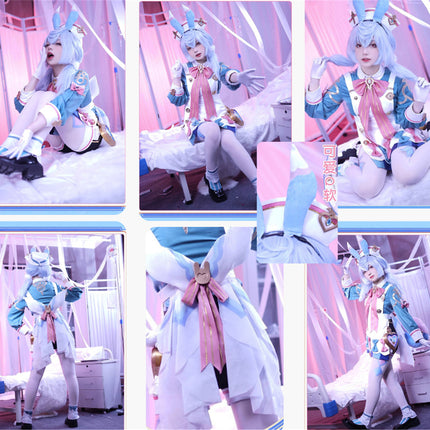 Monenjoy 原神 龍の愛娘 フォンテーヌ シグウィン ふわふわ尻尾付+髪飾り+金属パーツ 神の目 ネレイス座 コスチューム  メロピデ要塞 衣装 ハロウィン クリスマス 衣装 イベント 変装 cosplay 男女兼用 - Monenjoy