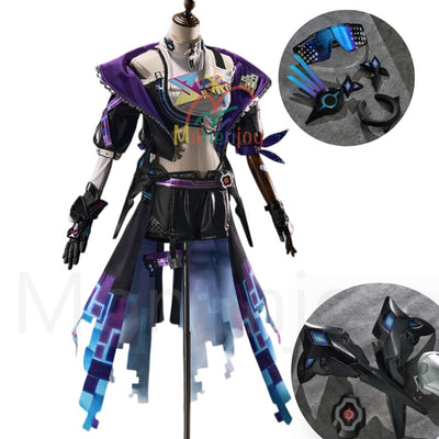 崩壊スターレイル 銀狼 LV.999 コスプレ衣装 眼鏡+3Dアクセサリー | Monenjoy 手甲付き ハロウィン MONENJOY