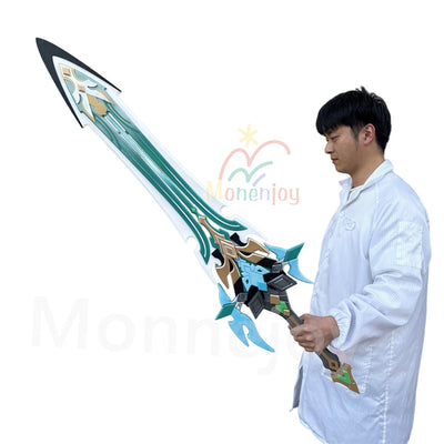 Monenjoy 原神 ファルカ 狼の武勲詩 コスプレ道具 レプリカ 130cm 木材質 ファルカモチーフ 両手剣 イベント舞台対応 MONENJOY