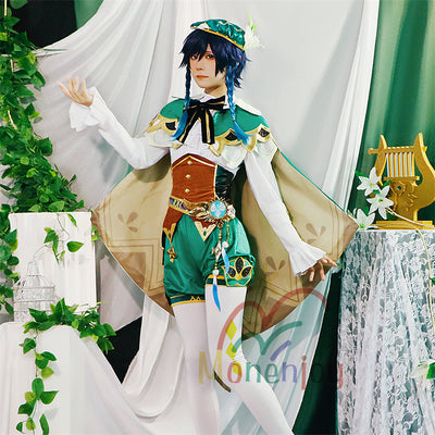 Monenjoy 原神 ウェンティ コスプレ衣装 Venti コスチューム 帽子付き 吟遊詩人 モンド イベント 仮装 ハロウィン