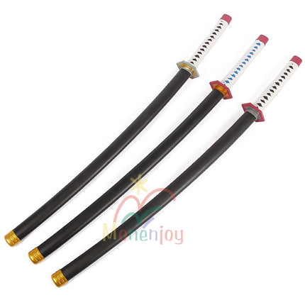 Monenjoy 鬼滅の刃  日輪刀 冨岡 義勇 木製刃 木鞘 104cm 軽量 日本刀 美術刀 武器 小物 コスチューム コスプレ道具 おもちゃ 鑑賞 COS