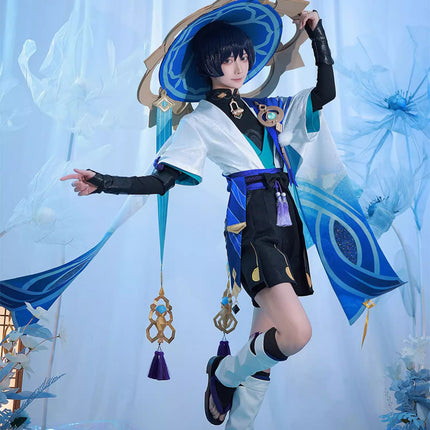 Monenjoy 原神 放浪者(スカラマシュ) 久世浮傾 浪客座 神の目 コスプレ衣装 舞台服 コスチューム 変装 イベント 仮装 花火大会 学園祭 COS イベント祈願「残火変相」 - Monenjoy