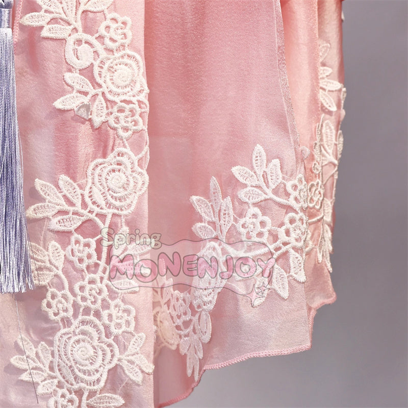 Monenjoy 鳴潮 今汐 春会い 桃の夭夭たる コスプレ衣装 ピンクドレス+髪飾り+首飾り付属 コスプレ/撮影イベント用