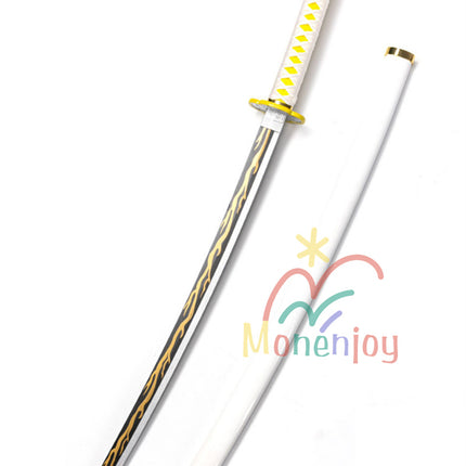 Monenjoy 鬼滅の刃 我妻 善逸 104cm 日輪刀 おもちゃ コスプレ道具 あがつま ぜんいつ 日本刀 木刃 雷の呼吸 霹靂一閃イベント