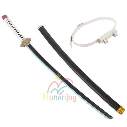 Monenjoy 鬼滅の刃  日輪刀 冨岡 義勇 木製刃 木鞘 104cm 軽量 日本刀 美術刀 武器 小物 コスチューム コスプレ道具 おもちゃ 鑑賞 COS