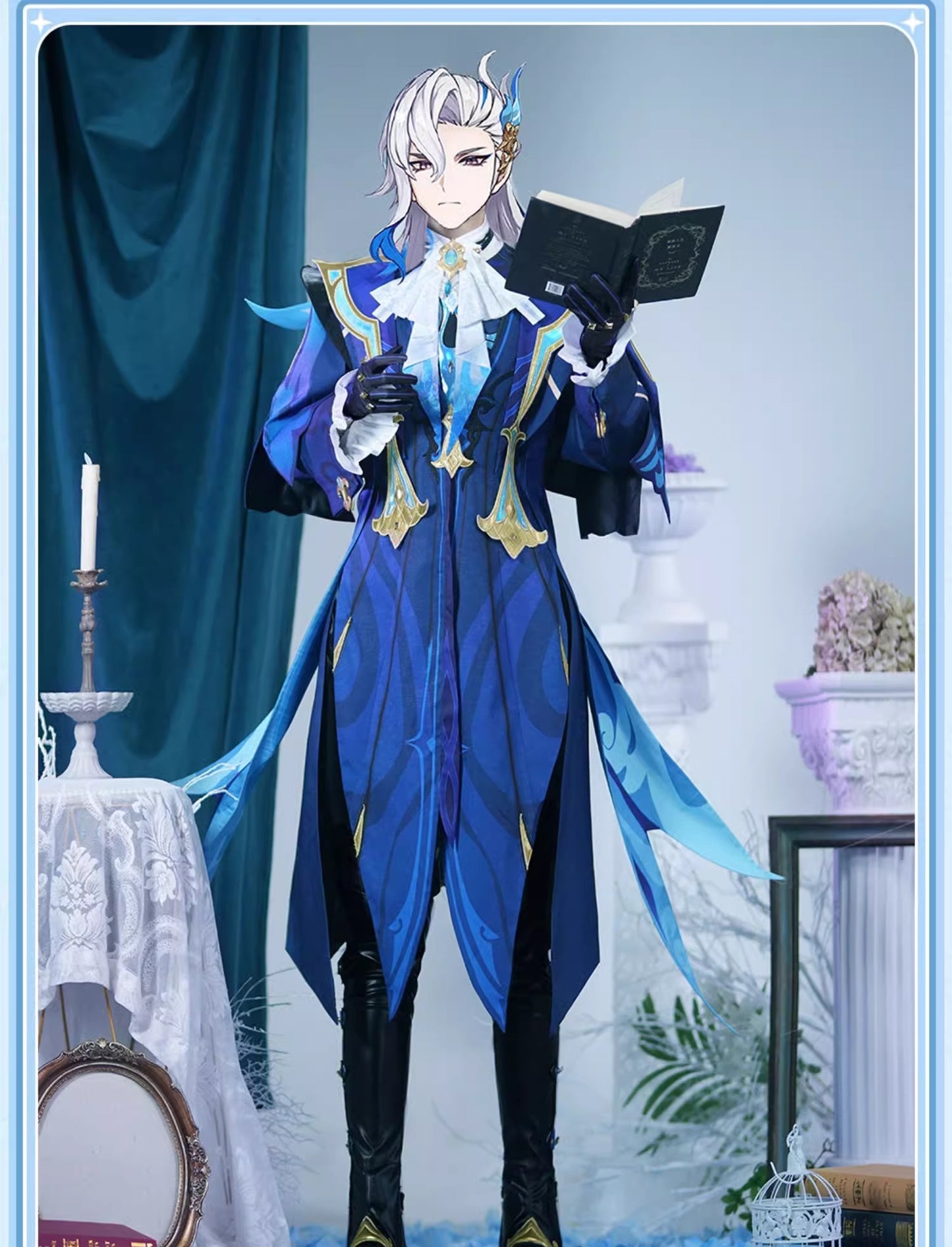 Monenjoy 原神 フォンテーヌ ヌヴィレット シューズカバー付 神の目 Neuvilette コスチューム 衣装 ハロウィン クリスマス 衣装 イベント 変装 cosplay - Monenjoy