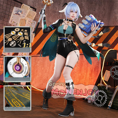 Monenjoy ゼンゼロ リュシア・エロウェン コスプレ衣装 金属パーツ 発光ギミック 鈴付き コスチューム