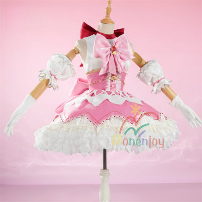 Monenjoy 魔法少女まどか☆マギカ ワルプルギスの廻天 鹿目 まどか ワンピース 戦闘服 魔法少女 まどマギ ピンク色 可愛い 礼服 コスチューム 舞台服 コスプレ衣装