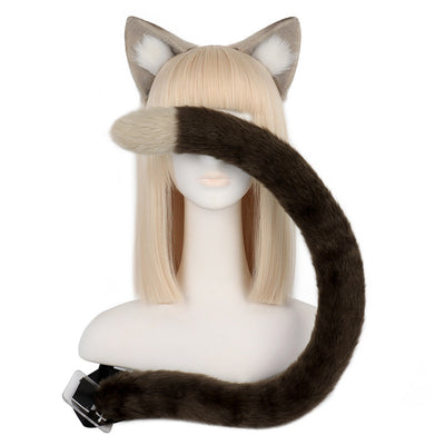 Monenjoy 原神 リネット ふわふわ 耳飾り+尻尾 可愛い 萌えグッズ 猫耳 きつね耳 コスプレ道具 アクセサリー - Monenjoy