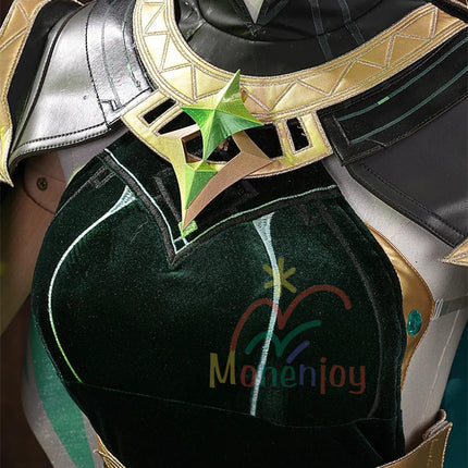 Monenjoy 原神 ネフェル コスプレ衣装 Nefer  ベルベット生地 3d樹脂製パーツ ナドクライ / 秘聞の館 コスチューム 耳飾り付