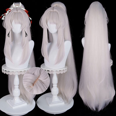 Monenjoy 鳴潮 緋雪 ウィッグ 本体48cm ポニーテール 長100cm コスプレ道具 カツラ イベント 仮装 MONENJOY