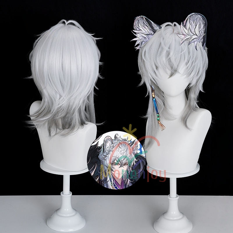 Monenjoy アークナイツ 凛御シルバーアッシュ 聖聆プラマニクス 110cm ココスプレ ウィッグ 鬘 コスチューム ハロウィン クリスマス 学園祭