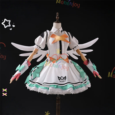 Monenjoy ゼンゼロ アリア コスプレ衣装 ドレス 舞台服 妄想エンジェル ゼンゼロ/ZZZ コスチューム 流光のアリア 仮装 天使の輪付 完全再現