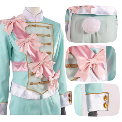 Monenjoy ツイステ 薔薇の王国のホワイト ラビット・フェス シルバー 限定衣装 コスプレ衣装 帽子付 ラビット・ウェア イベント 仮装 ハロウィン - Monenjoy