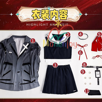 Monenjoy 鳴潮 千咲  コスプレ衣装 JK服 WutheringWaves おもちゃ ハロウィン コスチューム 髪飾り+リボン付