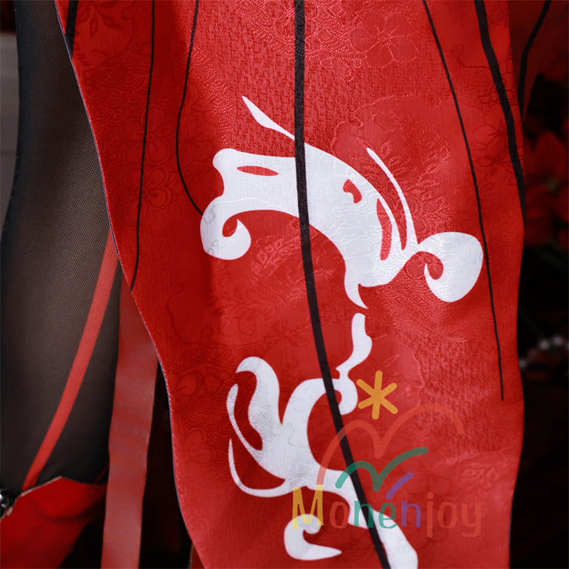 Monenjoy 鳴潮 フローヴァ コスプレ衣装 イベント 赤色 ワンピース 3d樹脂製パーツ ジャカード生地 ウィッグ サンダル追加 コスチュームGS1927