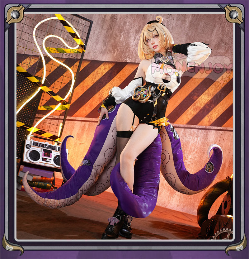 Monenjoy ゼンゼロ イドリー コスプレ マーフィー タコのシリオン コスプレ衣装 (Yidhari/怪啖屋 タコ尻尾別途追加) 金属製パーツ 発光パーツ付