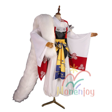 Monenjoy 犬夜叉 殺生丸 コスプレ衣装 せっしょうまる 衣装 刺繍柄家紋 大妖怪 いぬやしゃ コスチューム 文化祭 毛皮の肩掛け