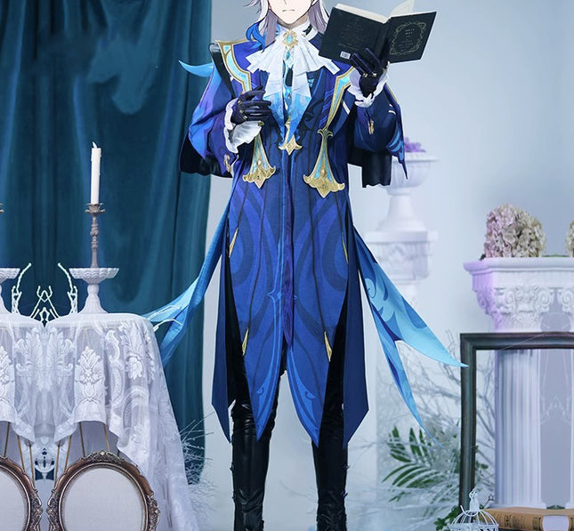 Monenjoy 原神 フォンテーヌ ヌヴィレット シューズカバー付 神の目   Neuvilette コスチューム 衣装 ハロウィン クリスマス 衣装 イベント 変装 cosplay - Monenjoy