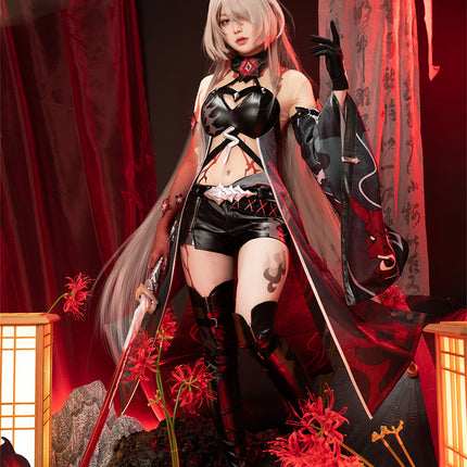 Monenjoy 崩壊スターレイル 黄泉 集真赤 舞台服 刺繍生地 花紋生地 コスチューム 変装 イベント 仮装 花火大会 学園祭 COS  - Monenjoy