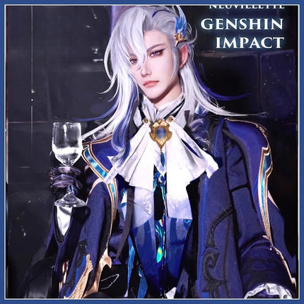 Monenjoy 原神 フォンテーヌ ヌヴィレット シューズカバー付 神の目   Neuvilette コスチューム 衣装 ハロウィン クリスマス 衣装 イベント 変装 cosplay - Monenjoy