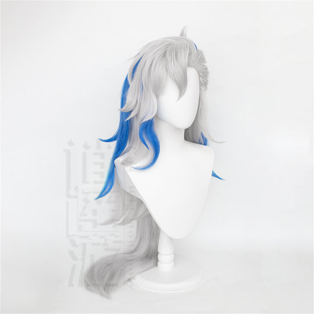 Monenjoy 原神(げんしん) ヌヴィレット 95cm ウィッグ 自然 ウィッグ ショート ういっぐ フルウィッグ 自然 つけ毛  ふんわり カール ライブ フルウィッグ お洒落 ファッション かつら - Monenjoy