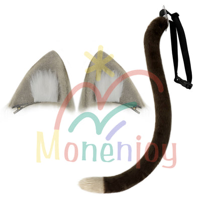 Monenjoy 原神 リネット ふわふわ 耳飾り+尻尾 可愛い 萌えグッズ 猫耳 きつね耳 コスプレ道具 アクセサリー - Monenjoy