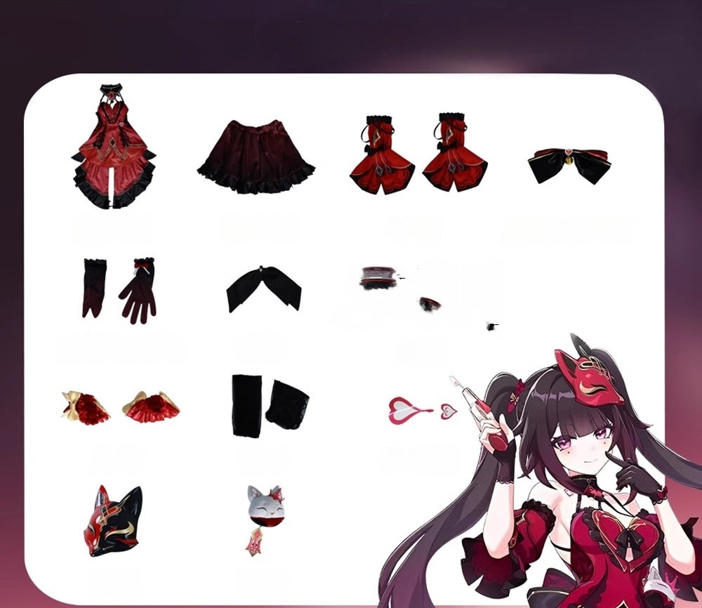 Monenjoy 崩壊スターレイルx崩壊3rdコラボ 花火 願い拓く天光 花火·千面役者 コスプレ衣装 仮面の愚者 コスチューム イベント 仮装 cosplay ウィッグ+マスク追加可能 - Monenjoy