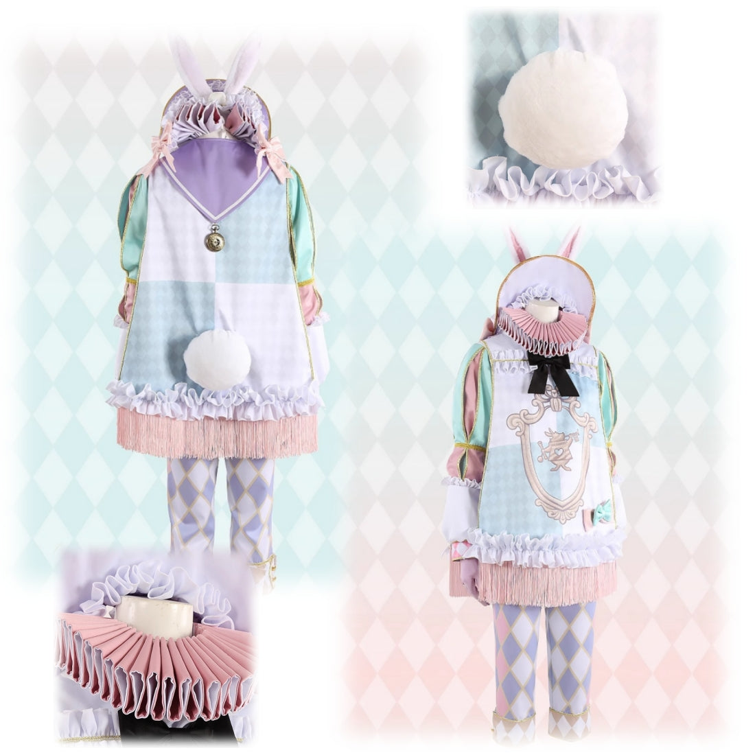 Monenjoy ツイステ 薔薇の王国のホワイトラビット・フェス ウサギ耳帽子付 Epel Felmier * twst コスプレ衣装 イベント 仮装 ハロウィン イベント 可愛い - Monenjoy