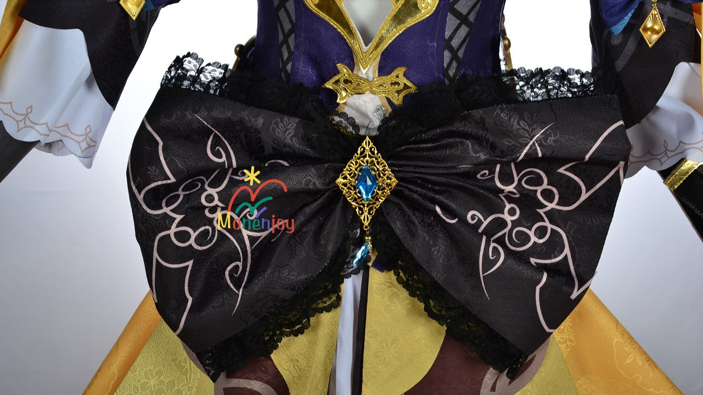 原神ナヴィア コスプレ衣装 立体3d樹脂装飾+帽子付属 高弾性マットレザー採用|MONENJOY - Monenjoy