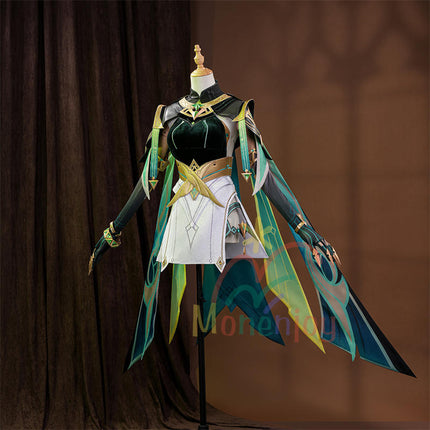 Monenjoy 原神 ネフェル コスプレ衣装 Nefer  ベルベット生地 3d樹脂製パーツ ナドクライ / 秘聞の館 コスチューム 耳飾り付