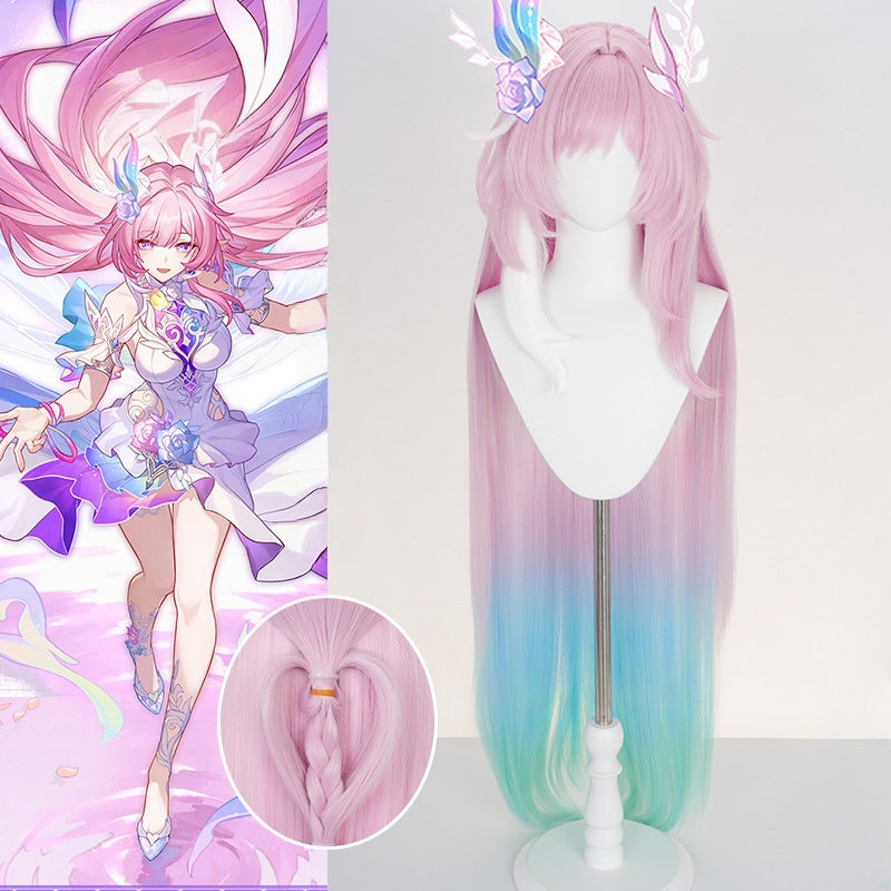 Monenjoy 崩壊スターレイル キュレネ ウィッグ スタレ グラデーションカラーウィッグ Cyrene 120cm カラーブロックウィッグ コスプレ道具Gswig006