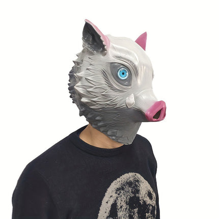 Monenjoy 鬼滅の刃 嘴平伊之助 仮面 マスク コスプレ道具 鬼殺隊 獣 猪の頭皮 コスチューム イベント ハロウィン