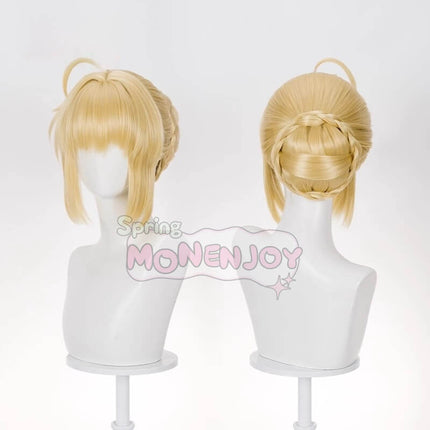 Monenjoy 崩壊スターレイル スタレ Fateコラボ fate セイバー  ウィッグ カツラ 黄色 コスプレ道具 スタレ Fateコラボ - Monenjoy
