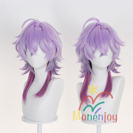 Monenjoy 原神 ドゥリン ウィッグ 長50cm コスプレ道具 カツラ 鬘 アクセサリー バイオレット×ルビーレッド グラデーションウィッグ