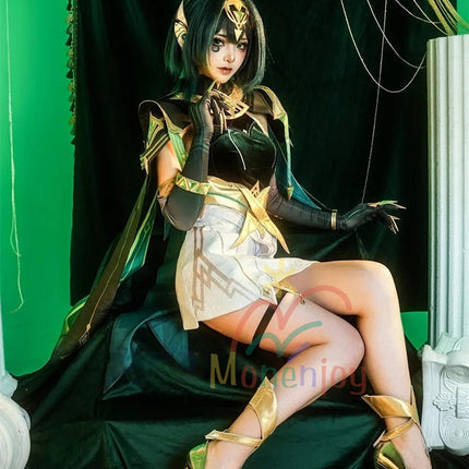 Monenjoy 原神 ネフェル コスプレ衣装 Nefer  ベルベット生地 3d樹脂製パーツ ナドクライ / 秘聞の館 コスチューム 耳飾り付